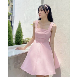 Đầm tiểu thư 2 dây bản to chất đũi có lót quần bảo hộ