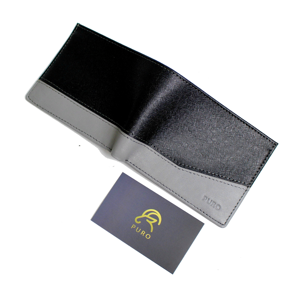 Ví nam da bò phối màu da taiga Full box