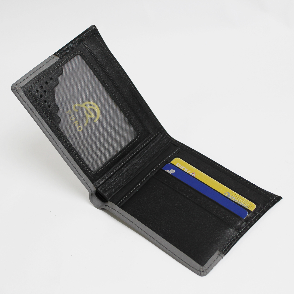 Ví nam da bò phối màu da taiga Full box