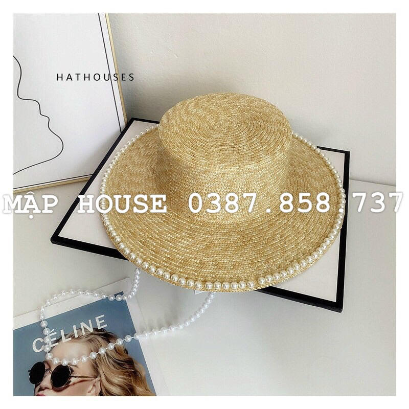 Mũ gaucho vành to đi biển dây ngọc