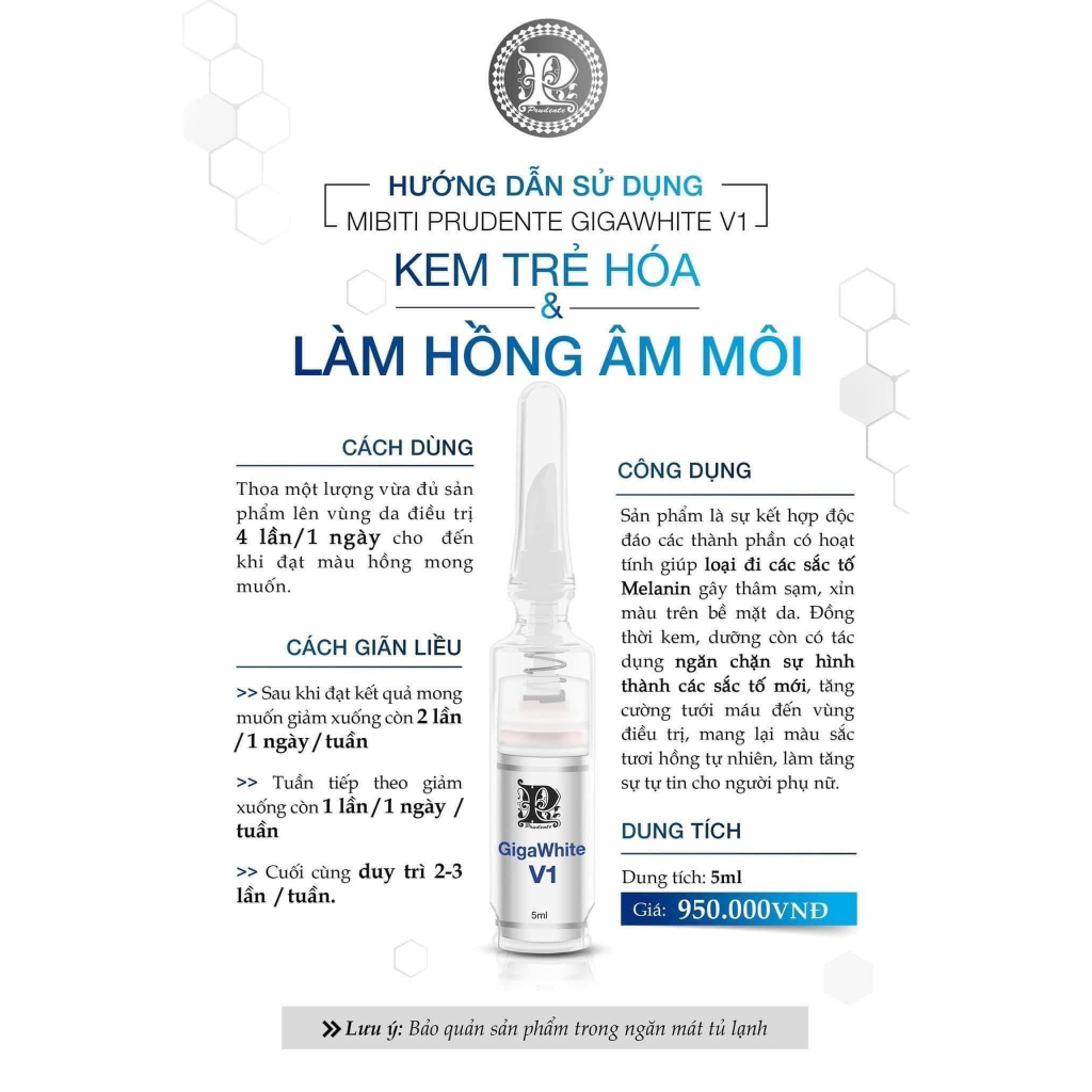 Kem làm hồng âm môi (vùng kín) BIKINI GIGAWHITE V1 MIBITI PRUDENTE PROFESSIONAL 5ml