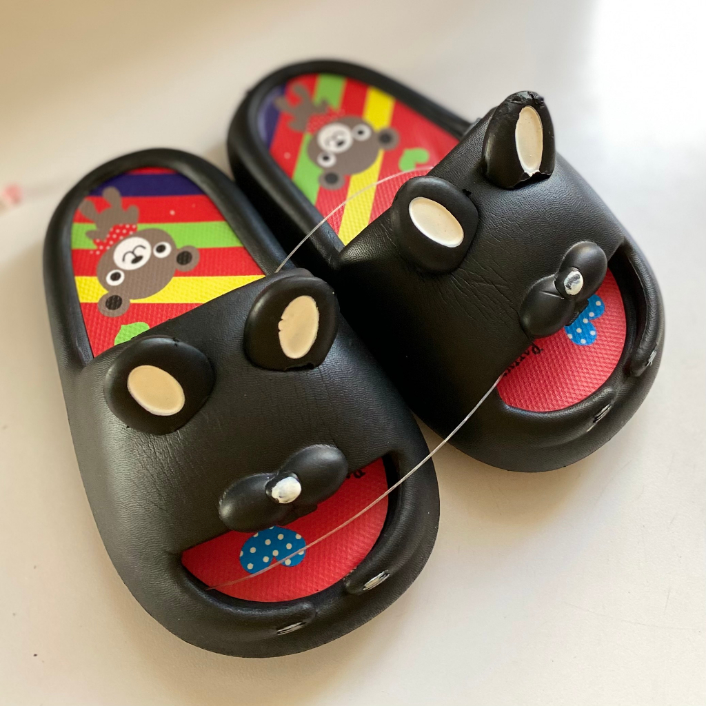 Dép bánh mì trẻ em hình thỏ nền gấu nâu ngây thơ dễ thương hở mũi siêu hot hit