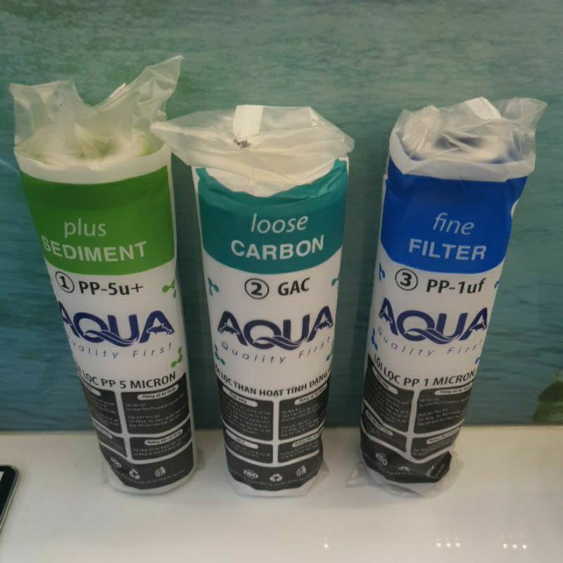 Bộ 3 Lõi lọc nước Aqua 123 hàng chính hãng , dùng thay thế cho máy lọc nước RO