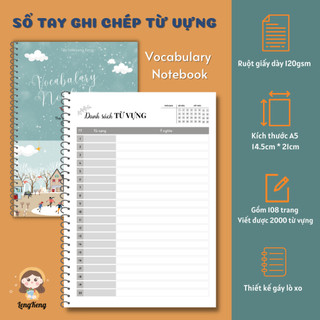 💐 Sổ tay lò xo Ghi chép học 2000 từ vựng - Giấy dày 120gsm - Học từ vựng hiệu quả với Vocabulary Notebook