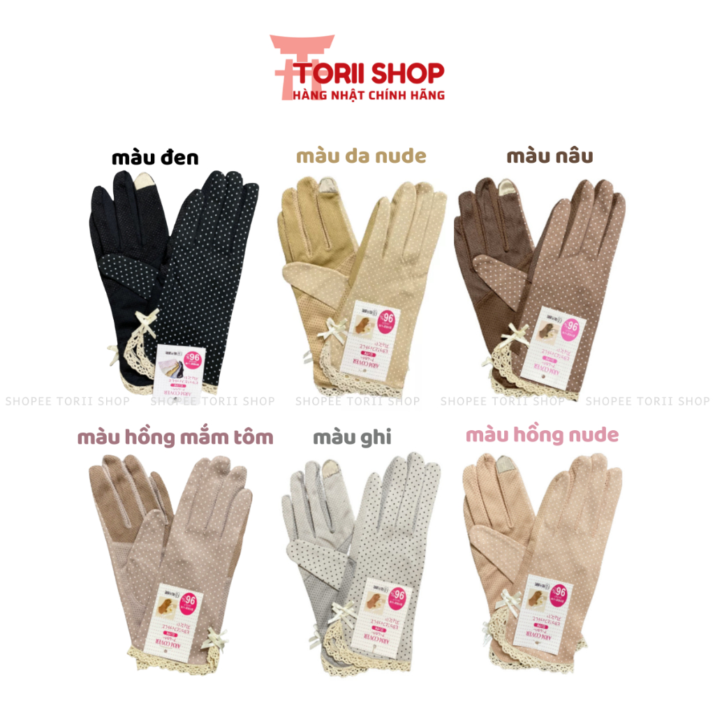 Găng tay chống nắng chống tia UV 96% đủ màu da đen ghi hồng nâu | Tất tay chống nắng tránh trơn trượt, có nút cảm ứng