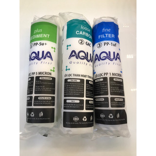 Bộ 3 Lõi Lọc Nước Aqua 123 Chính Hãng - Dùng thay thế cho máy lọc RO - Tác dụng lọc thô các loại tạp chất