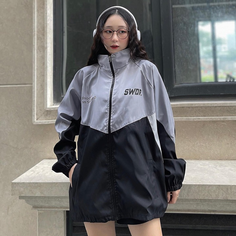 Áo Khoác Dù cổ bẻ 2 lớp Form Rộng TENI màu XANH LÁ/ĐEN 🖤 Nam Nữ Unisex 🖤 Áo Jacket dây kéo Ulzzang Jaystoree