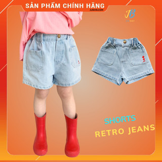 Quần short jeans cho bé Mùa Hè phong cách Hàn Quốc thêu Retro / Quần Short Jeans Bé gái và Bé Trai