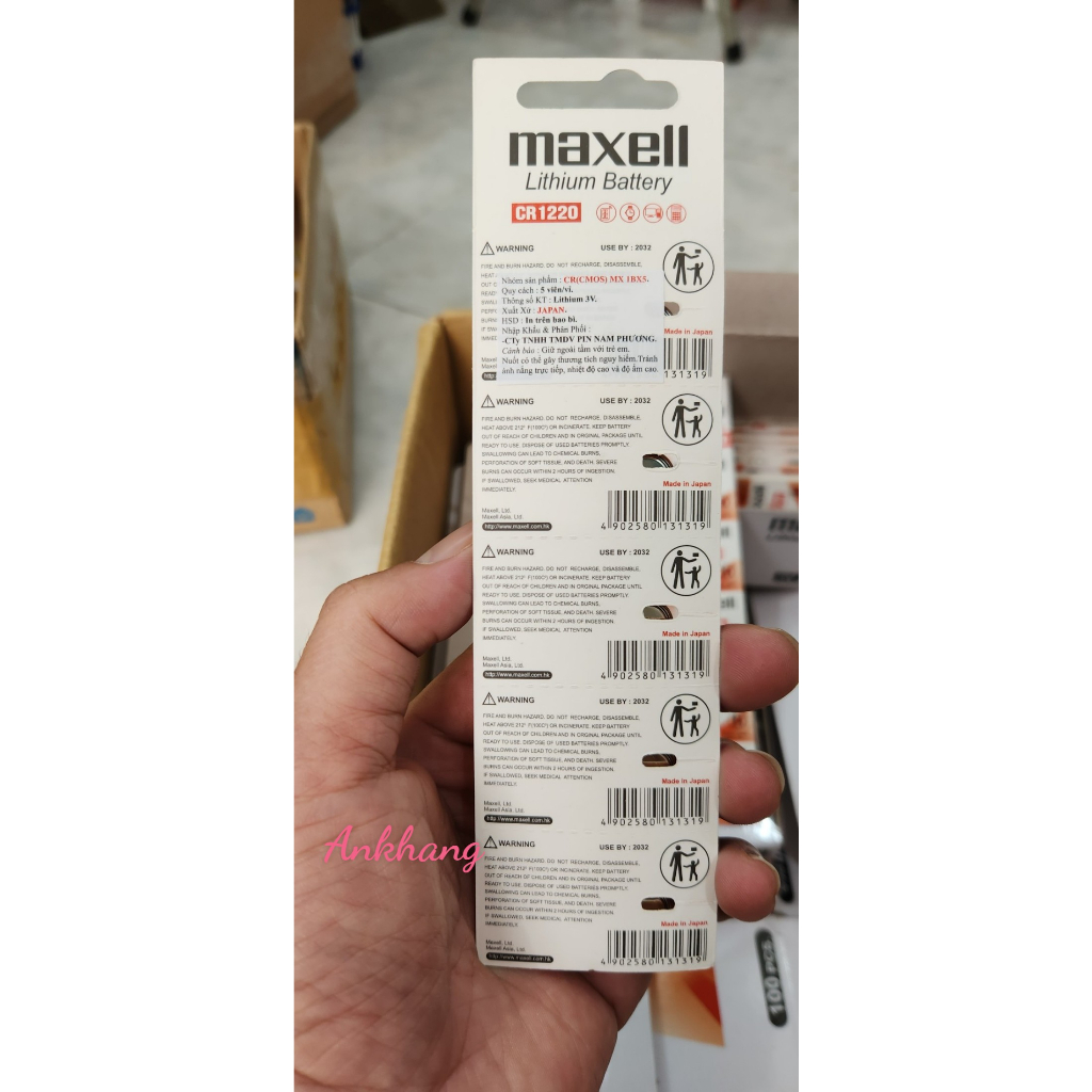 Pin CR1220 Maxell 3V Made in Japan - Hàng Chính Hãng