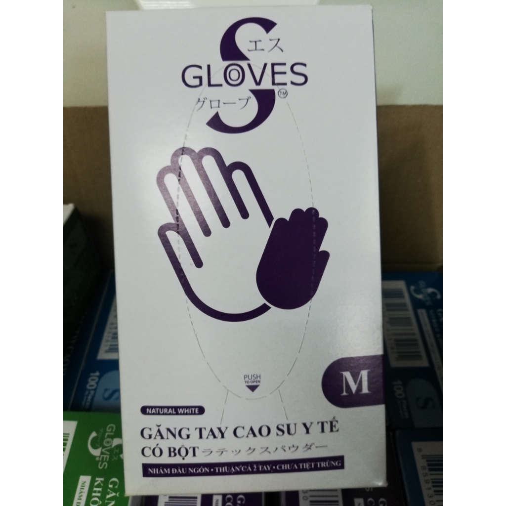 Găng tay cao su Sgloves Latex có bột 4.9g 100 chiếc/hộp CHÍNH HÃNG