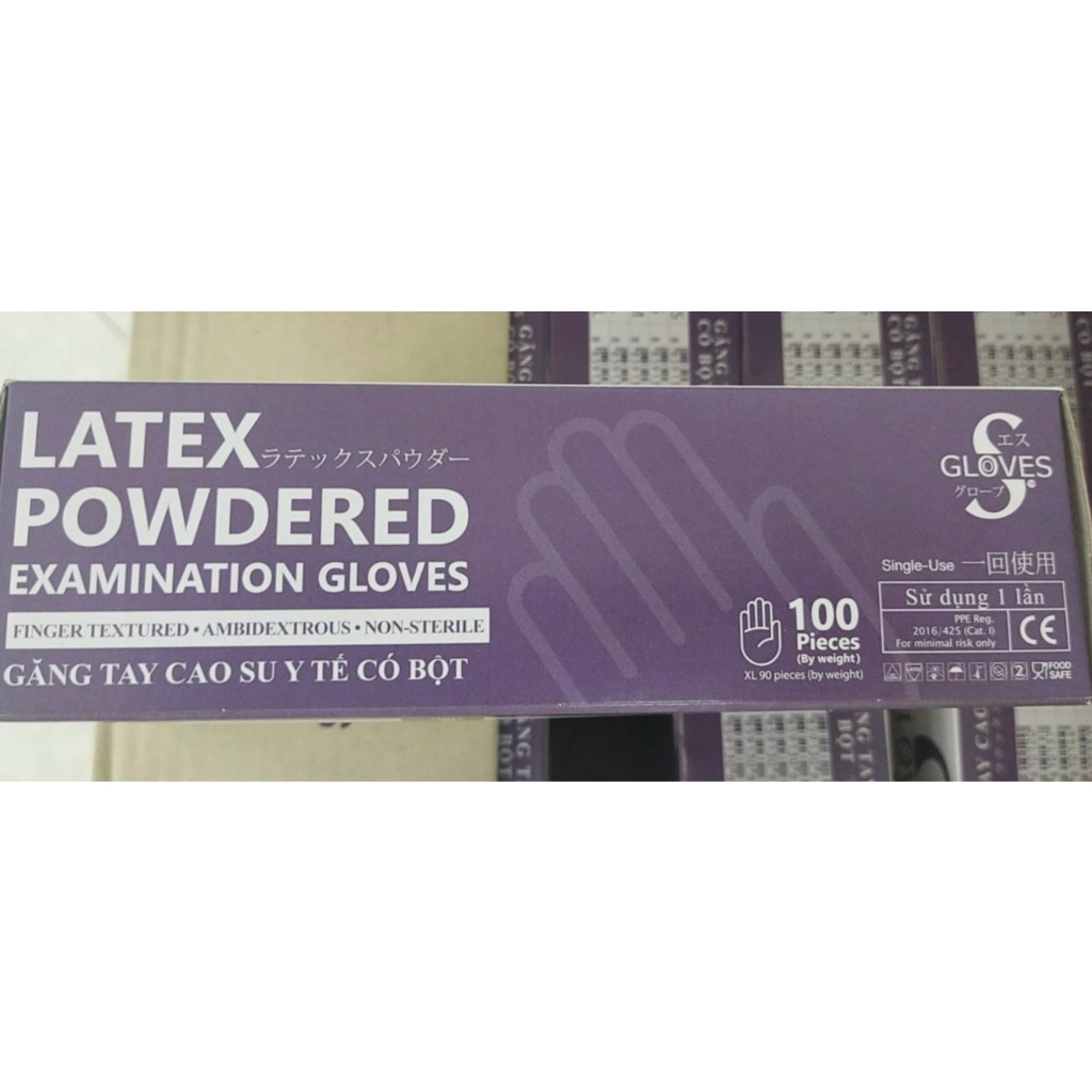Găng tay cao su Sgloves Latex có bột 4.9g 100 chiếc/hộp CHÍNH HÃNG
