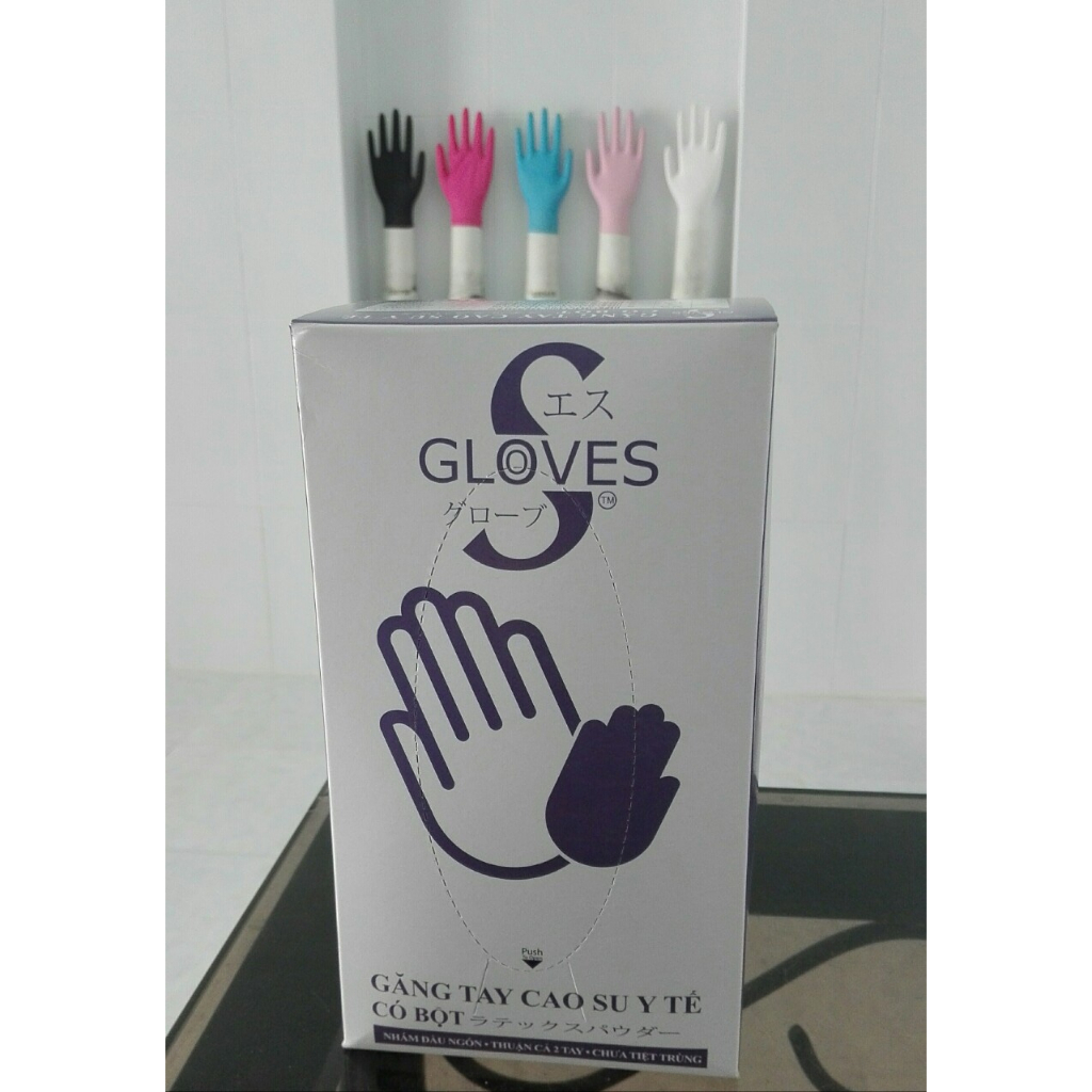 Găng tay cao su Sgloves Latex có bột 4.9g 100 chiếc/hộp CHÍNH HÃNG