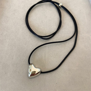 Dây chuyền trái tim kiểu hàn quốc - korea black rope peach heart necklace - addict minimalist - an15