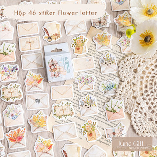 Hộp 46 sticker Flower letter trang trí sổ, làm bullet journal
