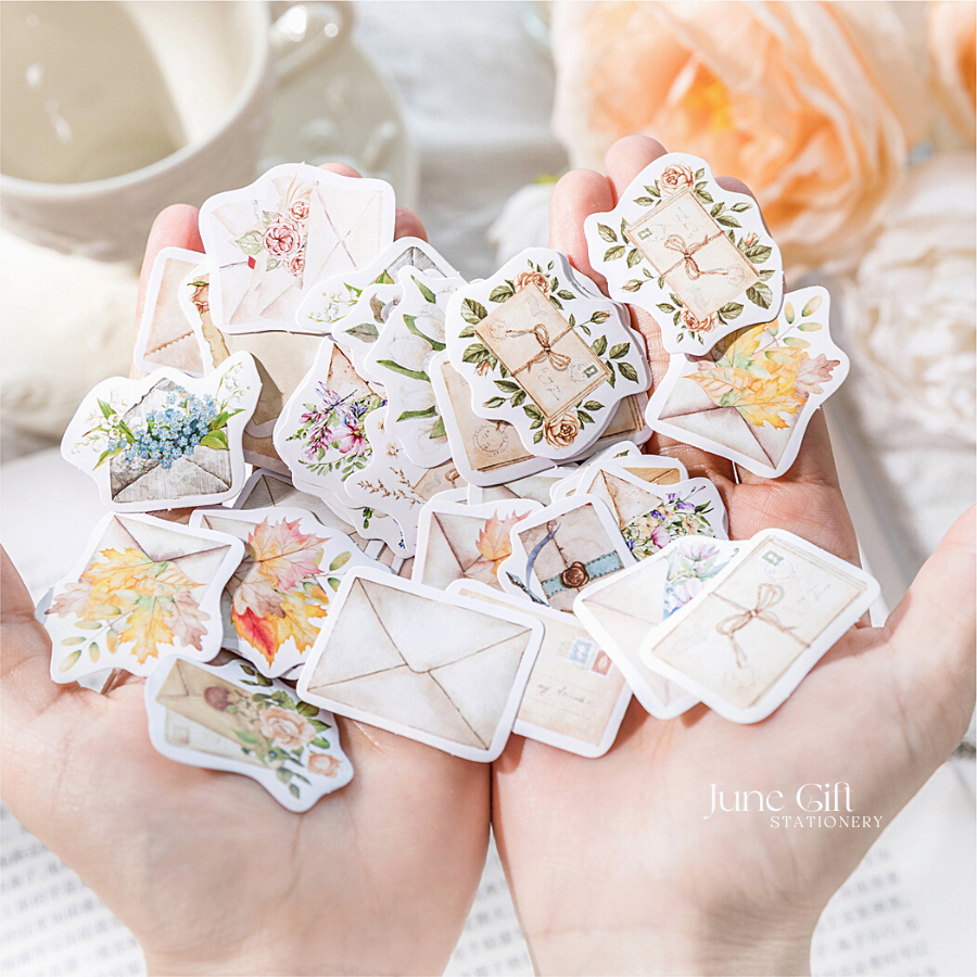 Hộp 46 sticker Flower letter trang trí sổ, làm bullet journal