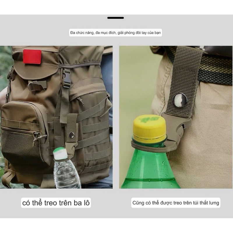 Móc khoá treo bình nước tiện lợi, có thể treo trên balo hoặc thắt lưng