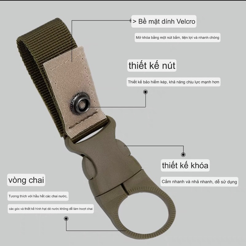 Móc khoá treo bình nước tiện lợi, có thể treo trên balo hoặc thắt lưng