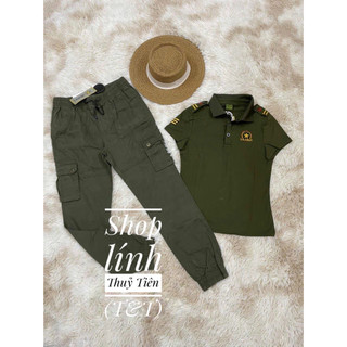 _bộ lính nữ..bộ lính nữ màu xanh. quần jogger .bộ quần dàitúi hộp & áo polo màu camo nữ đẹp_thủy tiên shop