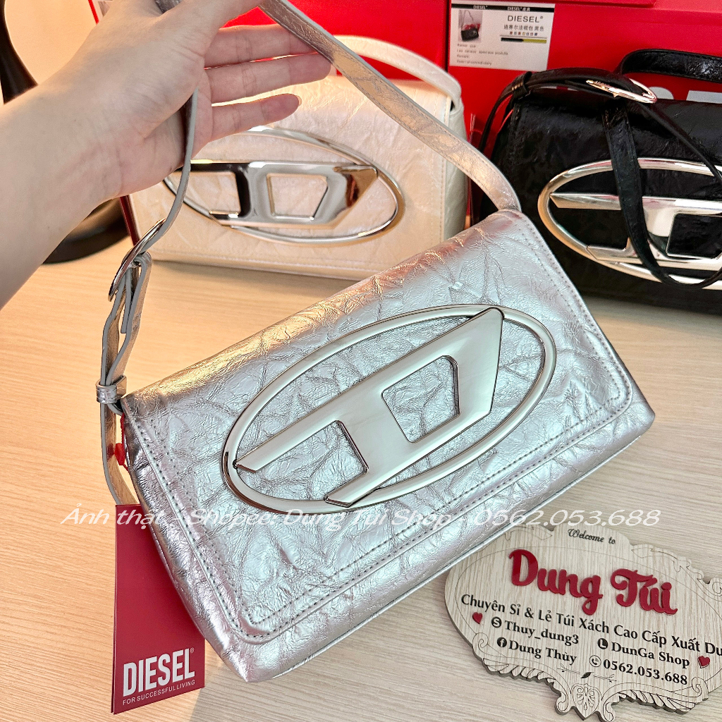 Túi Disel nữ kẹp nách + đeo vai size 26 chất da dày dặn ngăn rộng ,túi mang du lịch full màu