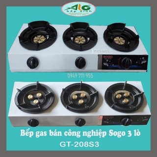 Bếp gas công nghiệp khè Sogo GT-208S3 - bếp ga khè Sogo 3 lò khò gas lửa mạnh, xanh - BH 1 năm -   Alo Bếp Xinh