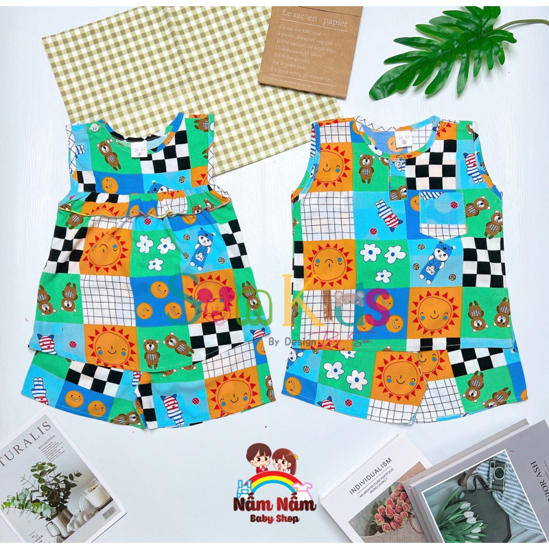 Bộ đùi sát nách bé trai bé gái chất lanh/tole Bảo Sam