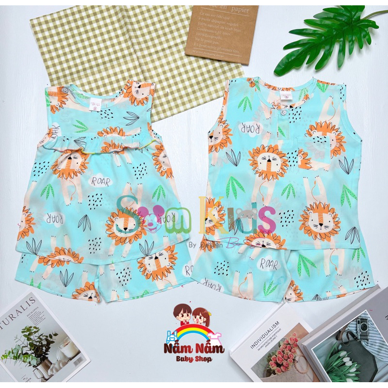 Bộ đùi sát nách bé trai bé gái chất lanh/tole Bảo Sam