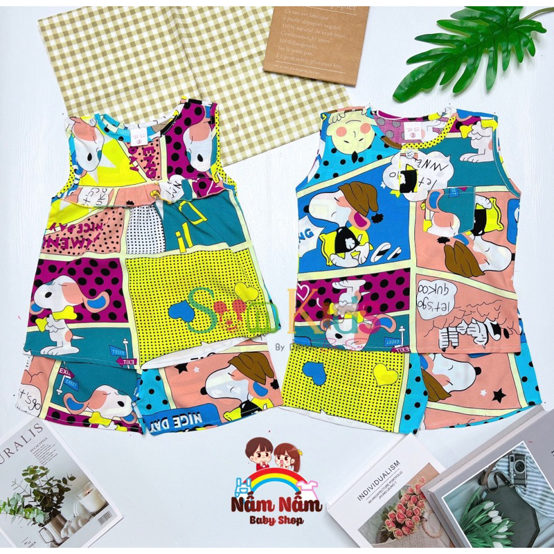 Bộ đùi sát nách bé trai bé gái chất lanh/tole Bảo Sam
