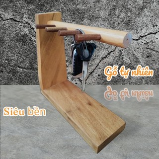 Giá đỡ móc treo chìa khóa bằng gỗ thông