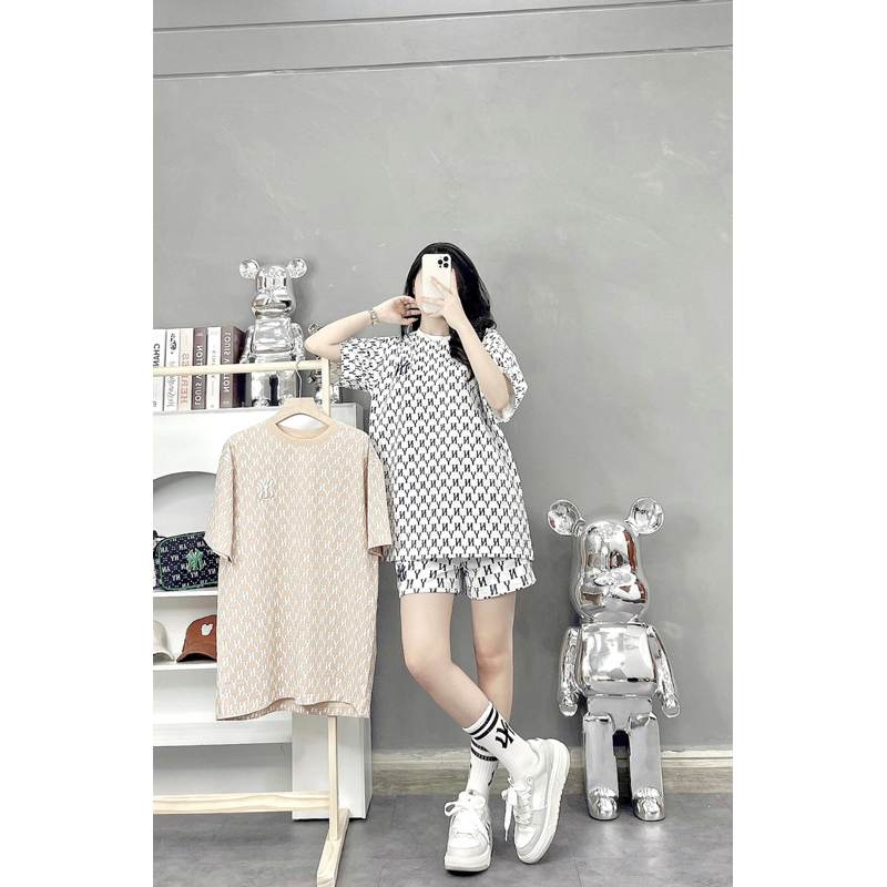 Áo Thun Ngắn Tay MLB Ny unisex monogram