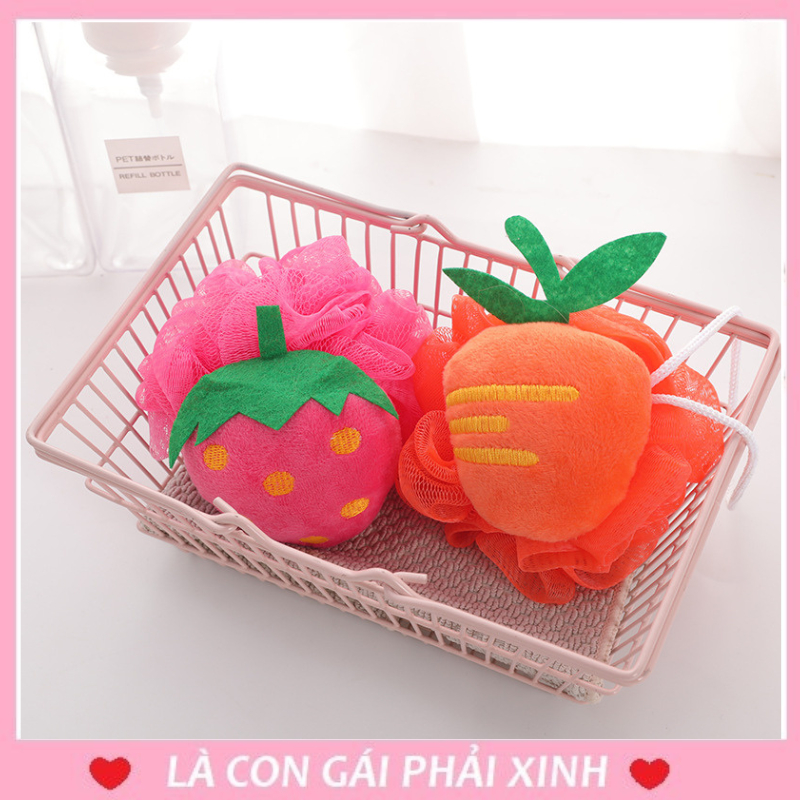 Bông tắm tạo bọt hình trái cây, thiết kế dễ thương đa dạng nhiều mẫu mã, tạo bọt tắm giúp cọ rửa hiệu quả