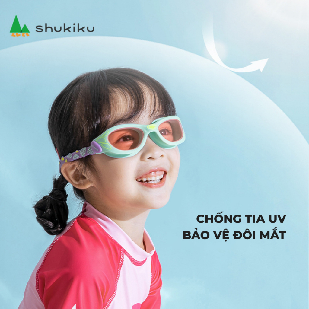 Kính bơi trẻ em cao cấp Shukiku Nhật Bản, chống bám hơi nước, chống UV, siêu nhẹ