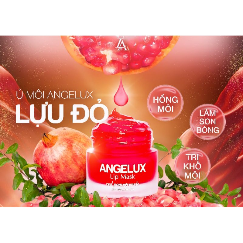 Ủ môi lựu đỏ AnGeLux, son dưỡng bóng làm hồng, mềm môi, cấp ẩm làm giảm thâm và khô môi lọ 10ml