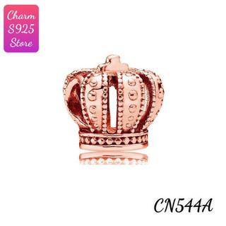 Charm pan ale vàng hồng vương miện bạc s925 cao cấp