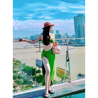 Sét đồ bơi cúp ngực khoen tròn kèm váy ngoài dài đi biển đẹp Bikini SG