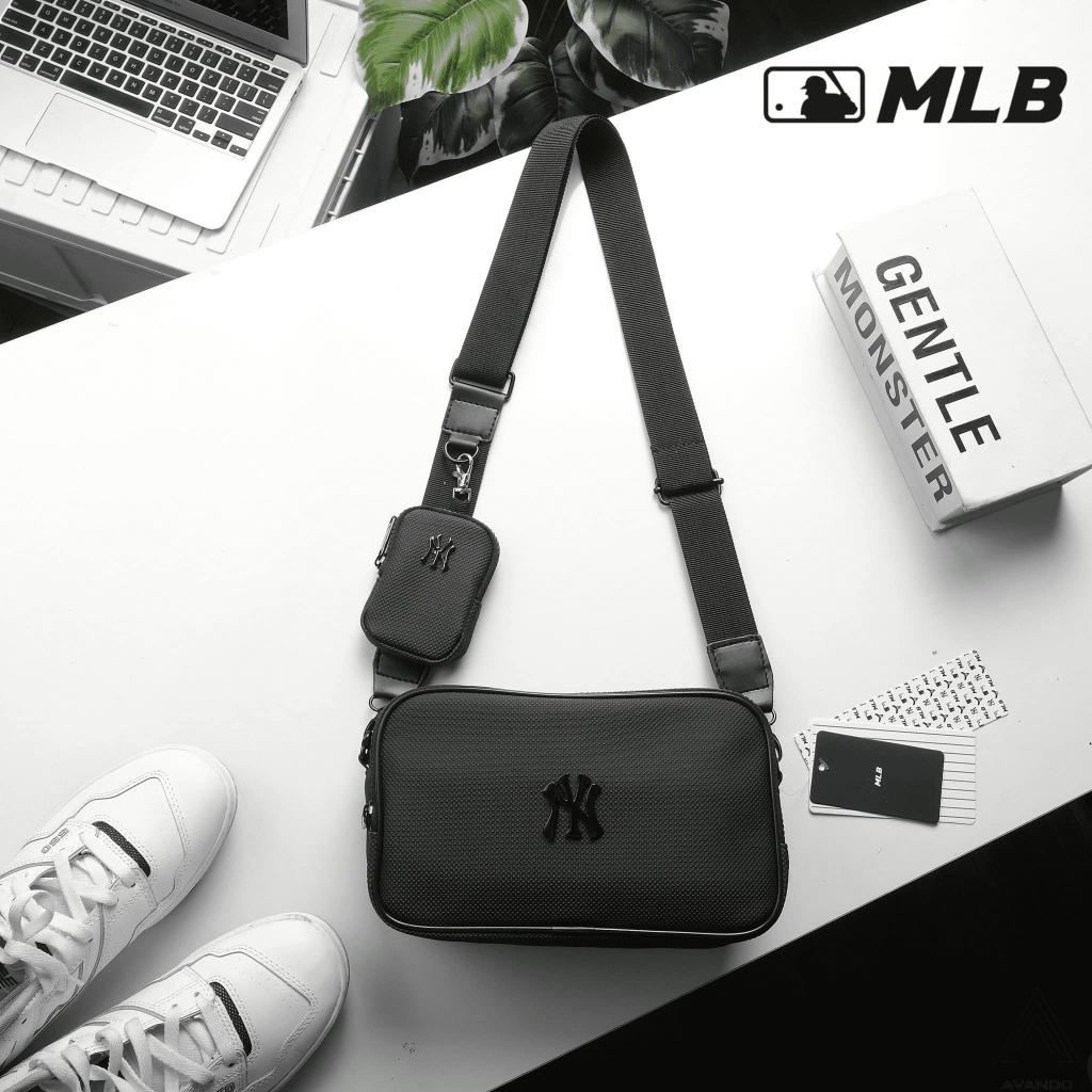 Túi Đeo Chéo NY Yankee CH.ÍNH H.ÃNG Nam Nữ MLB, Da Si Chống Thấm Nước, 2 Ngăn Tiện Lợi 24cm x 15cm x 6cm - AVANDO