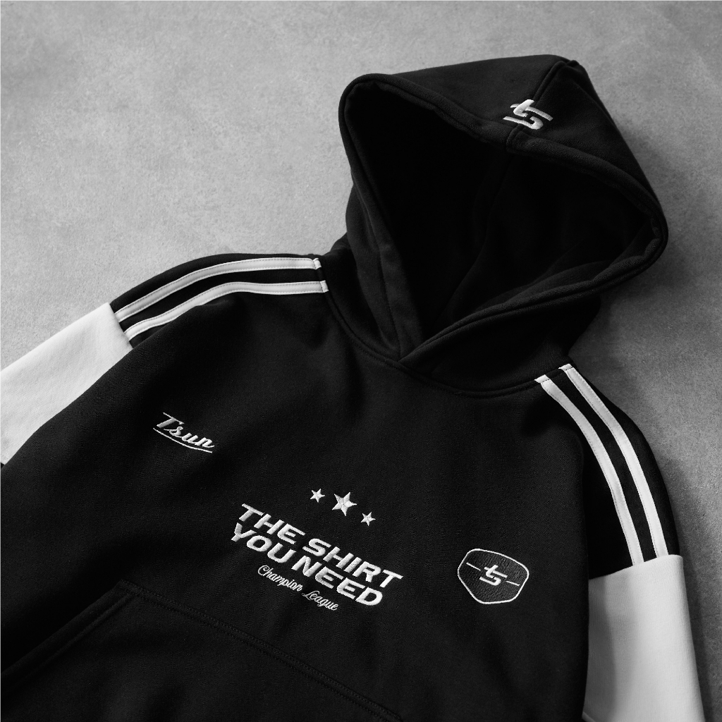 Áo Nỉ Hoodie TSUN Millennium Stripes - Đen/ Trắng - [UNISEX] - Thêu