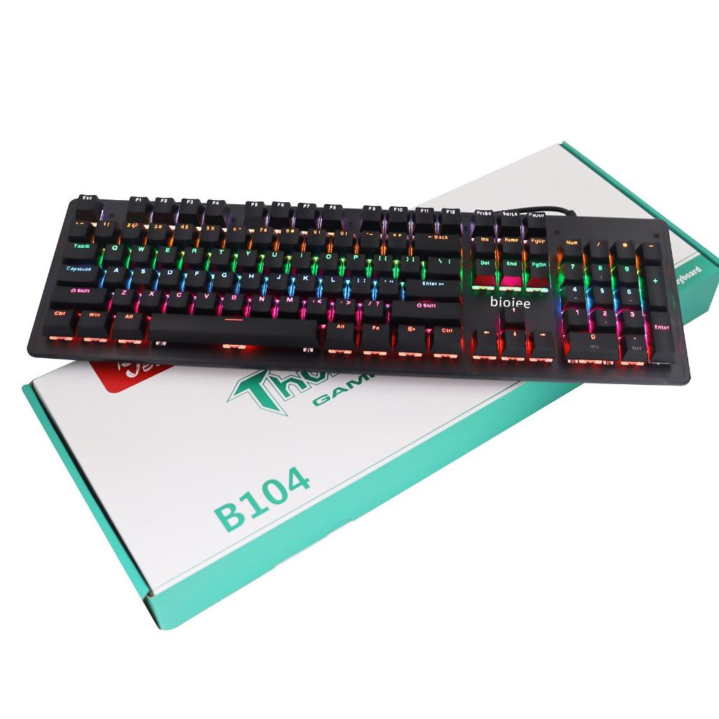 Bàn Phím Cơ Gaming Có Dây Nút Vuông BIOJEE B104 LED 9 Hiệu Ứng Trục Cơ Red Brown Blue Switch Dùng Cho Máy Tính Laptop