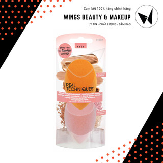 Real techniques - bộ 2 mút miracle complexion sponge + miracle powder sponge