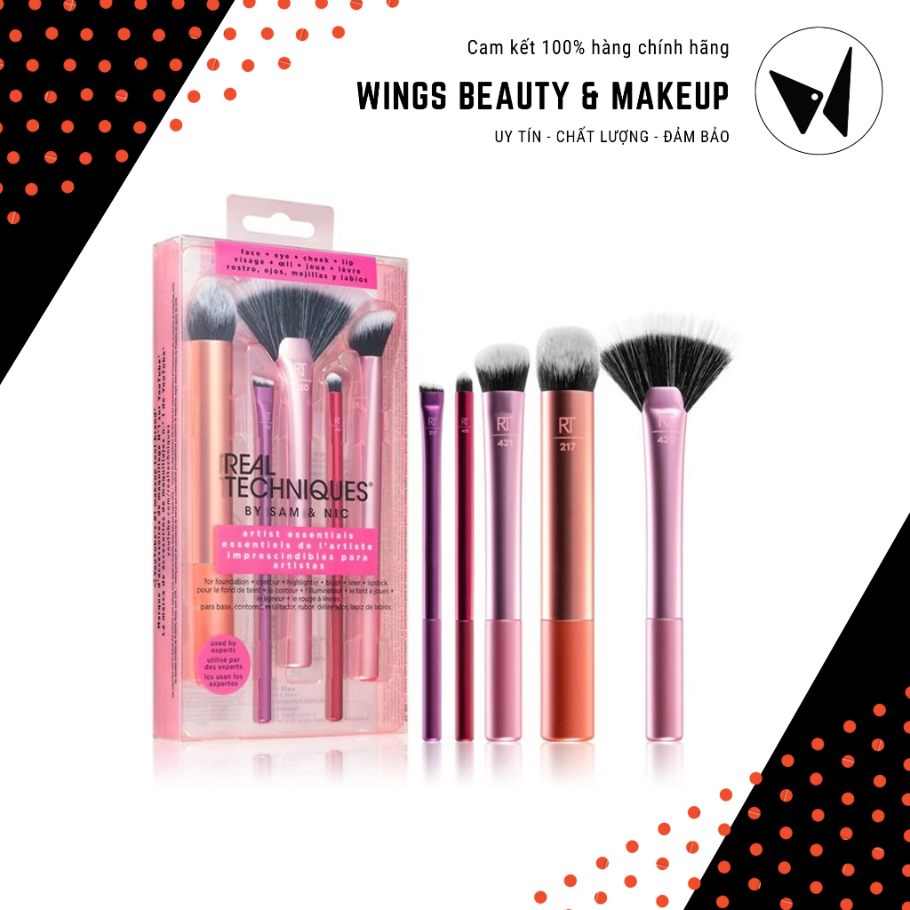 REAL TECHNIQUES - Bộ cọ 5 cây Artist Essentials