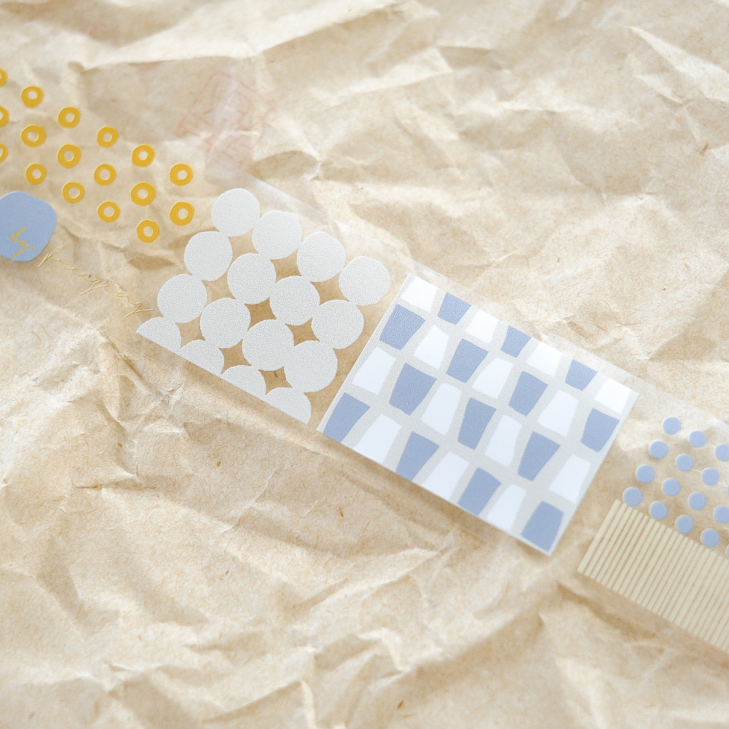 Meohime 𓃠 Hãng FStudio - Băng dán PET tape dải washi pattern xanh vàng
