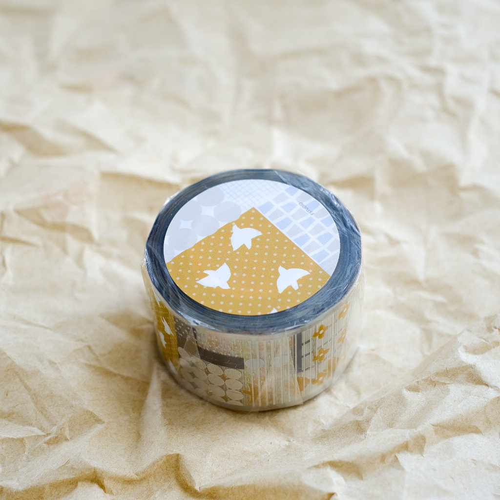 Meohime 𓃠 Hãng FStudio - Băng dán PET tape dải washi pattern xanh vàng