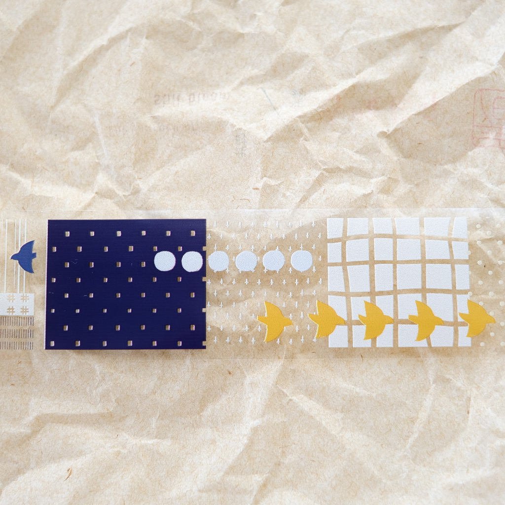 Meohime 𓃠 Hãng FStudio - Băng dán PET tape dải washi pattern xanh vàng