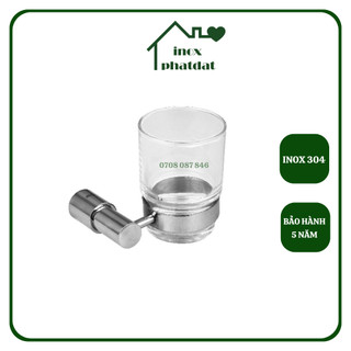 Kệ ly súc miệng Inox 304 PHÁT ĐẠT, giá để ly gắn tường nhà tắm, để ly đơn (SP081)