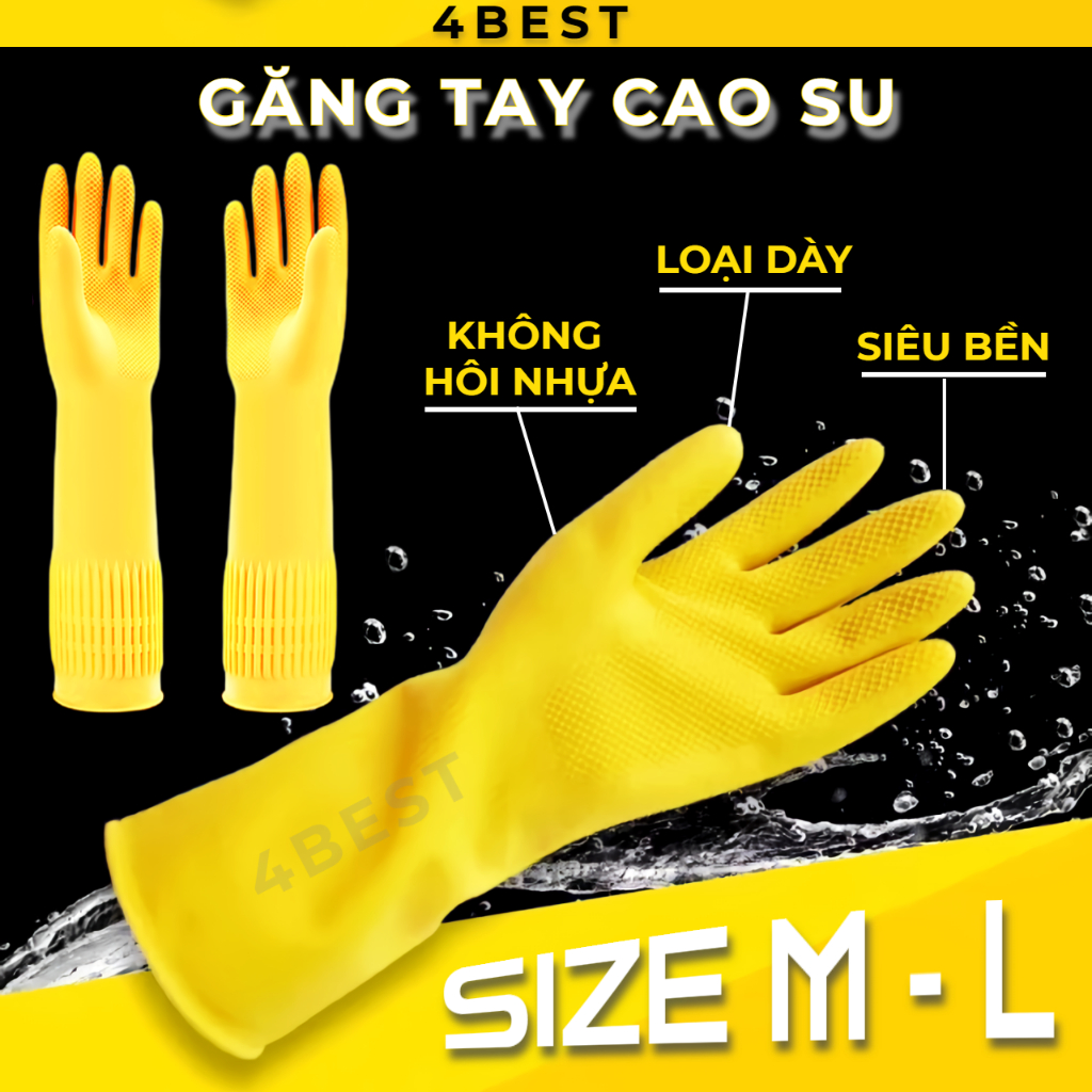Găng tay cao su DÀY rửa chén xuất Hàn Quốc | Bao tay rửa chén nhà bếp toilet