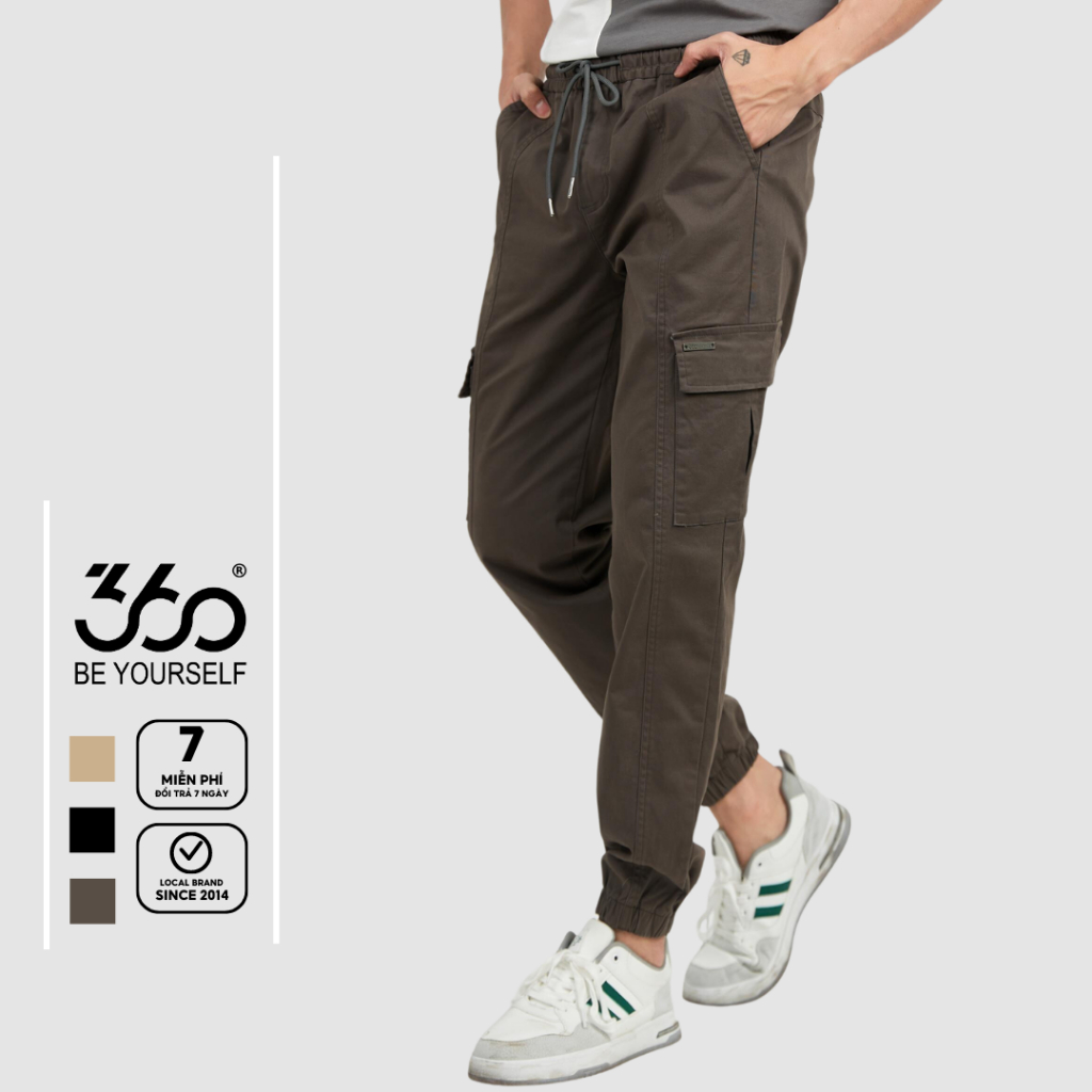 Quần jogger nam dây rút chất liệu khaki trẻ trung thương hiệu 360 Boutique cao cấp  - QGKTK401