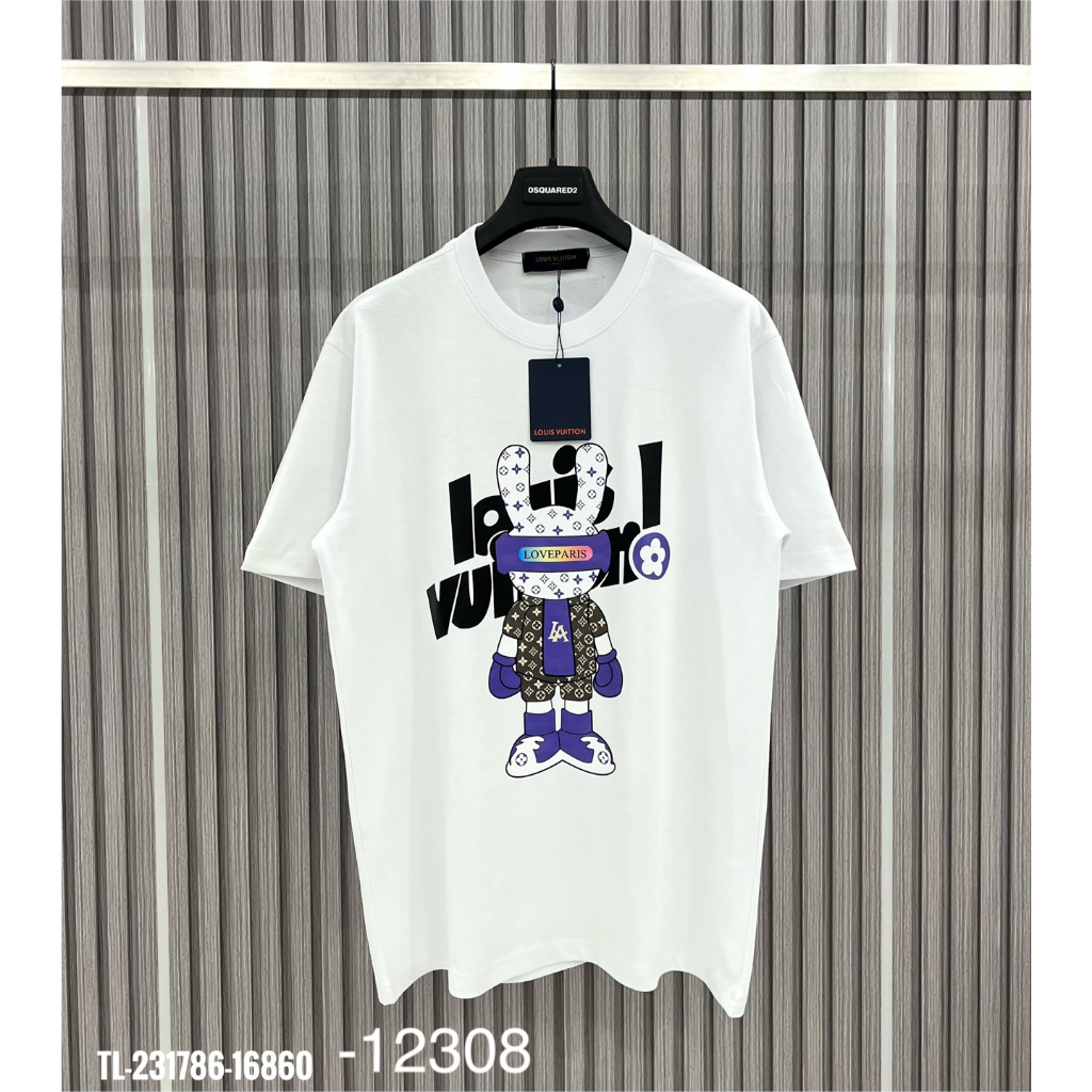 Áo Thun Nam Cotton In Hình L.V Sắc Nét, Áo Phông Nam Phối Màu Siêu Đẹp