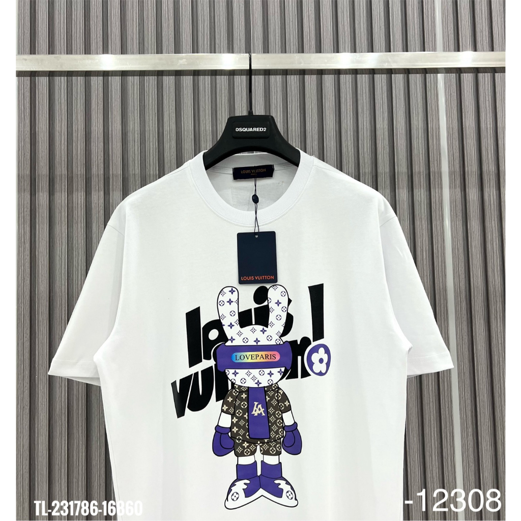 Áo Thun Nam Cotton In Hình L.V Sắc Nét, Áo Phông Nam Phối Màu Siêu Đẹp