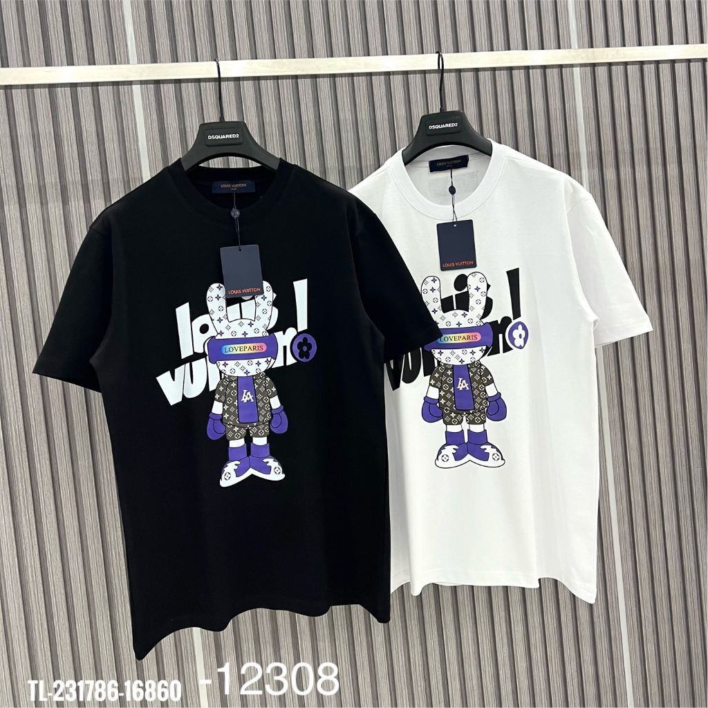 Áo Thun Nam Cotton In Hình L.V Sắc Nét, Áo Phông Nam Phối Màu Siêu Đẹp