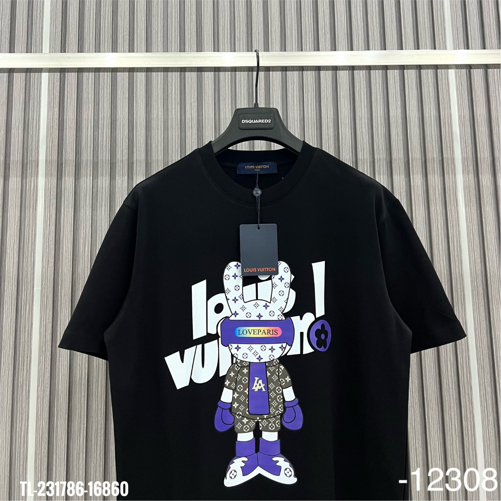 Áo Thun Nam Cotton In Hình L.V Sắc Nét, Áo Phông Nam Phối Màu Siêu Đẹp