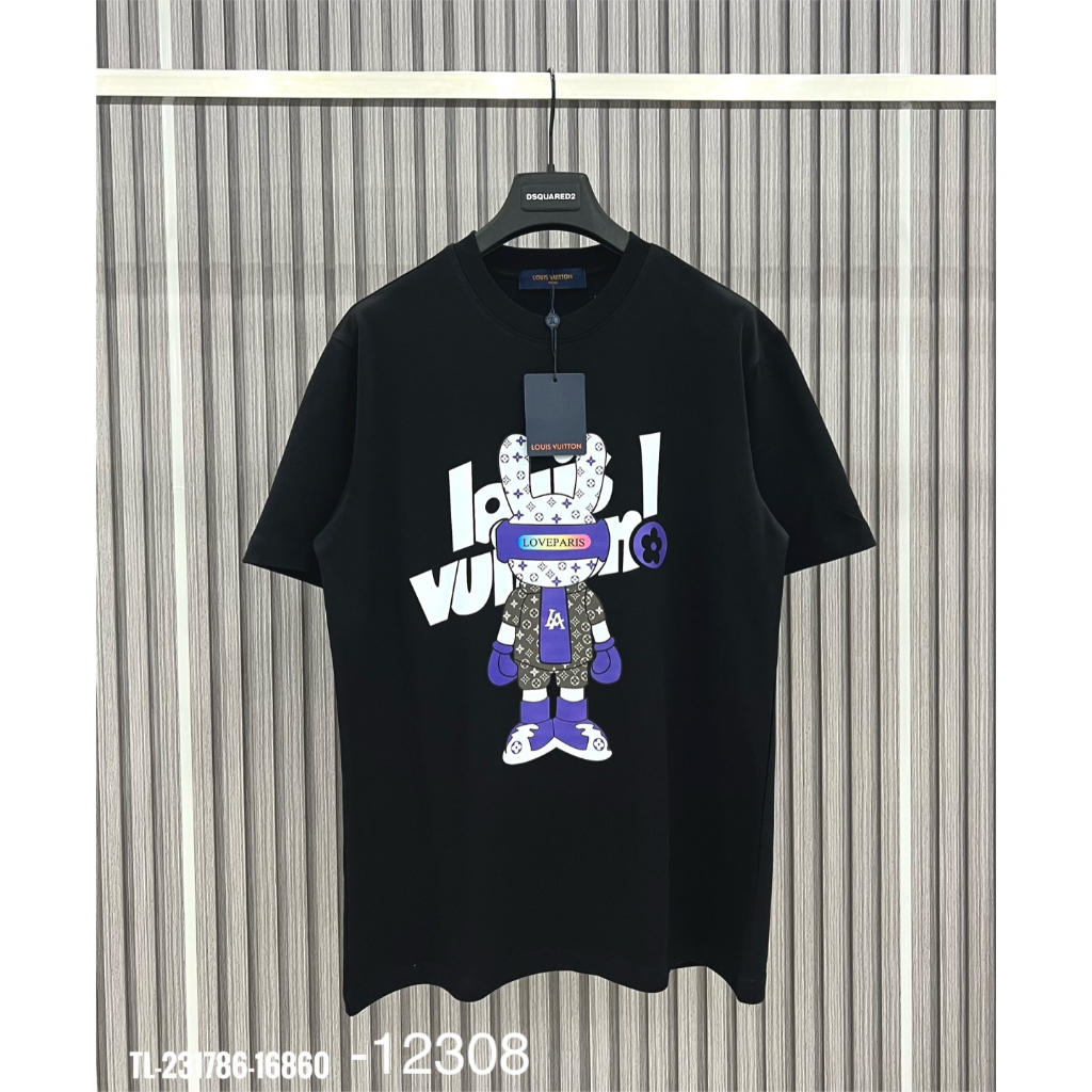 Áo Thun Nam Cotton In Hình L.V Sắc Nét, Áo Phông Nam Phối Màu Siêu Đẹp